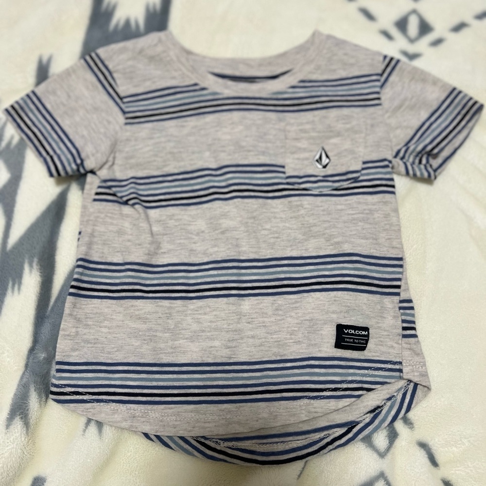 Volcom Gray and Blue Striped Tee